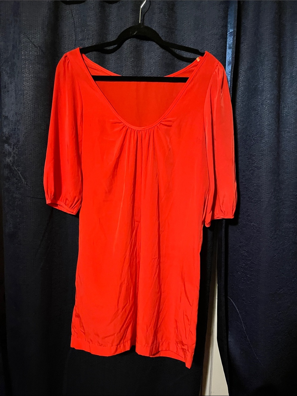 Bright Red Scoop Neck Tunic dress